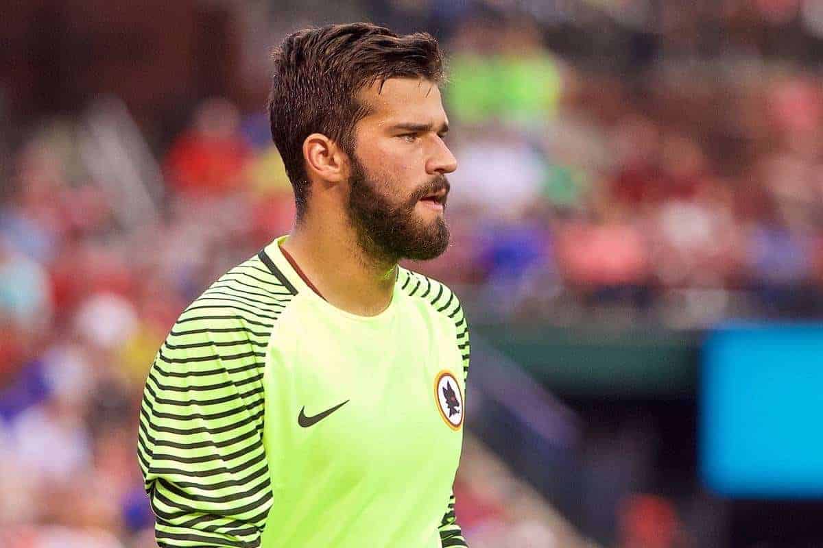 ST. LOUIS, USA - Monday, August 1, 2016: AS Roma's goalkeeper Becker Alisson in action against Liverpool during a pre-season friendly game on day twelve of the club's USA Pre-season Tour at the Busch Stadium. (Pic by David Rawcliffe/Propaganda)