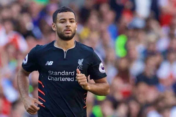 LONDON, ENGLAND - Sunday, August 14, 2016: Liverpool's Kevin Stewart during the FA Premier League match against Arsenal at the Emirates Stadium. (Pic by David Rawcliffe/Propaganda)