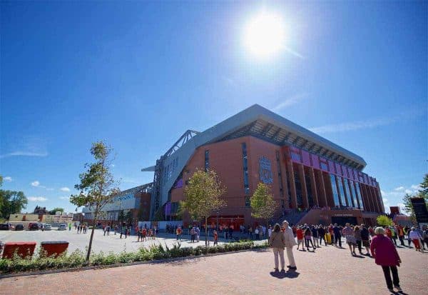 LIVERPOOL, ENGLAND - Monday, August 29, 2016: Liverpool's new Main Stand undergoes testing as supporters experience the newly rebuilt stand for the second time at Anfield. (Pic by David Rawcliffe/Propaganda)