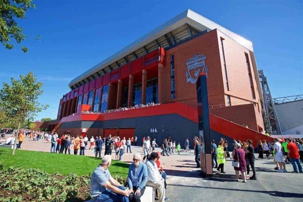 LIVERPOOL, ENGLAND - Monday, August 29, 2016: Liverpool's new Main Stand undergoes testing as supporters experience the newly rebuilt stand for the second time at Anfield. (Pic by David Rawcliffe/Propaganda)