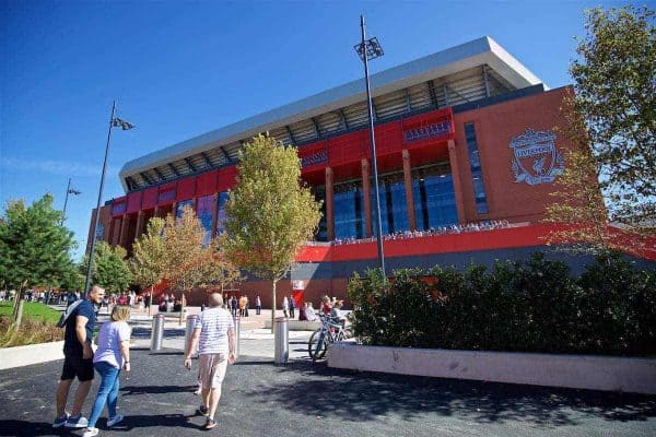 LIVERPOOL, ENGLAND - Monday, August 29, 2016: Liverpool's new Main Stand undergoes testing as supporters experience the newly rebuilt stand for the second time at Anfield. (Pic by David Rawcliffe/Propaganda)