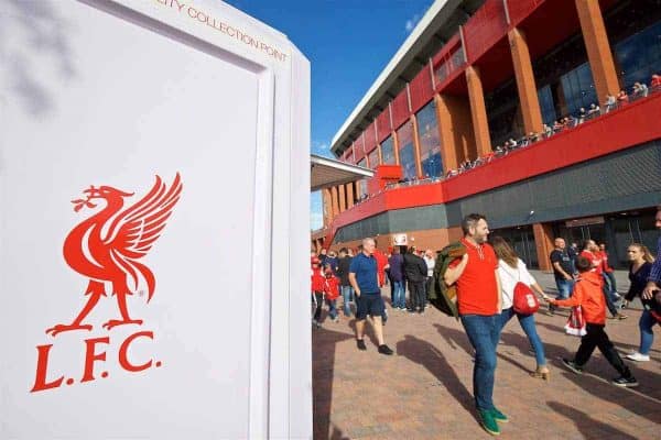 LIVERPOOL, ENGLAND - Saturday, September 10, 2016: Liverpool supporters walk along 96 Avenue outside the new Main Stand before the FA Premier League match against Leicester City at Anfield. (Pic by David Rawcliffe/Propaganda)