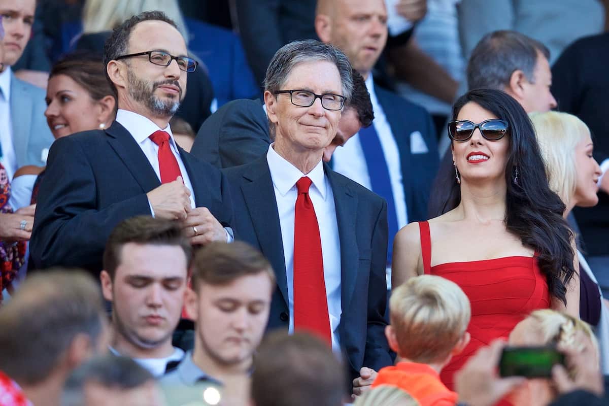 LIVERPOOL, ENGLAND - Saturday, September 10, 2016: Liverpool's Director Michael Gordon, owner John W. Henry and his wife Linda Pizzuti during the FA Premier League match against Leicester City at Anfield. (Pic by David Rawcliffe/Propaganda)