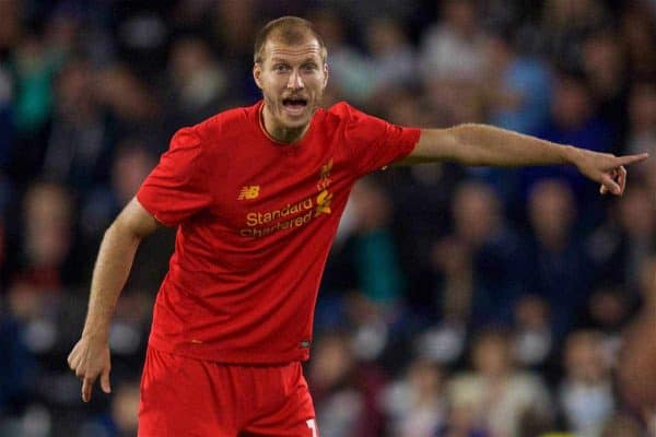 DERBY, ENGLAND - Tuesday, September 20, 2016: Liverpool's Ragnar Klavan in action against Derby County during the Football League Cup 3rd Round match at Pride Park. (Pic by David Rawcliffe/Propaganda)