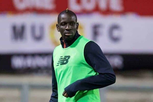 LEIGH, ENGLAND - Tuesday, October 18, 2016: Liverpool's Mamadou Sakho warms-up before the FA Premier League 2 Under-23 match against Manchester United at Leigh Sports Village. (Pic by David Rawcliffe/Propaganda)