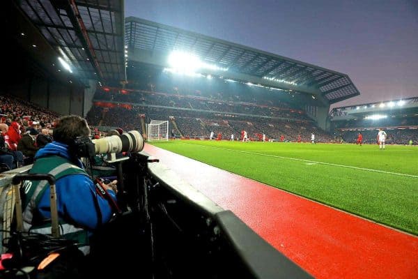 LIVERPOOL, ENGLAND - Saturday, November 26, 2016: A view from the photographer's position during the FA Premier League match between Liverpool and Sunderland at Anfield. (Pic by David Rawcliffe/Propaganda)