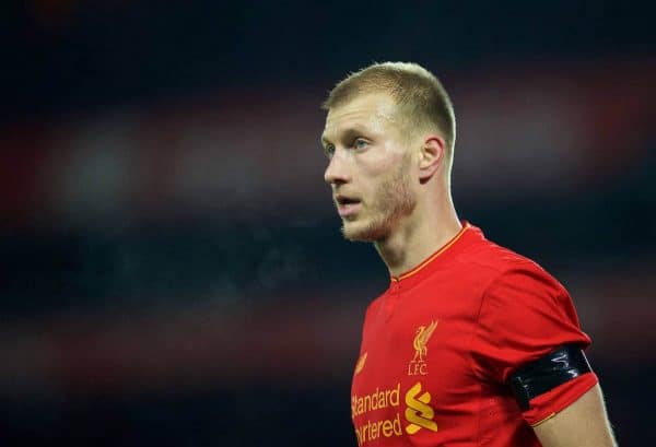 LIVERPOOL, ENGLAND - Tuesday, November 29, 2016: Liverpool's Ragnar Klavan in action against Leeds United during the Football League Cup Quarter-Final match at Anfield. (Pic by David Rawcliffe/Propaganda)