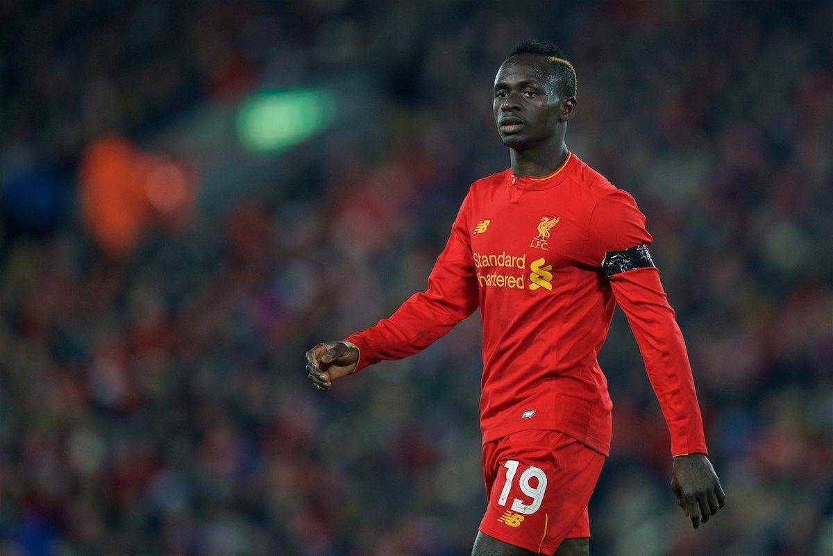 LIVERPOOL, ENGLAND - Tuesday, November 29, 2016: Liverpool's Sadio Mane in action against Leeds United during the Football League Cup Quarter-Final match at Anfield. (Pic by David Rawcliffe/Propaganda)