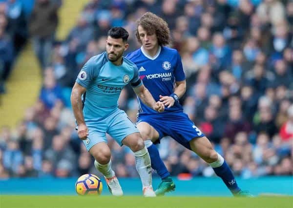 MANCHESTER, ENGLAND - Saturday, December 3, 2016: Manchester City's Sergio Aguero in action against David Luiz of Chelsea during the FA Premier League match at the City of Manchester Stadium. (Pic by Gavin Trafford/Propaganda)