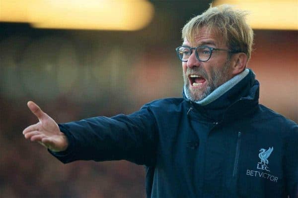 BOURNEMOUTH, ENGLAND - Sunday, December 4, 2016: Liverpool's manager Jürgen Klopp reacts during the FA Premier League match against AFC Bournemouth at Dean Court. (Pic by David Rawcliffe/Propaganda)