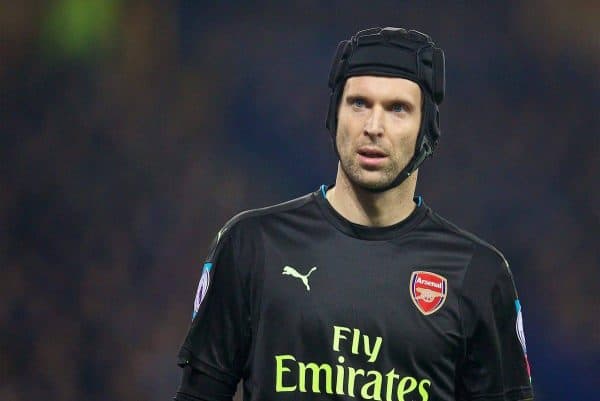 LIVERPOOL, ENGLAND - Tuesday, December 13, 2016: Arsenal's goalkeeper Petr Cech in action against Everton during the FA Premier League match at Goodison Park. (Pic by David Rawcliffe/Propaganda)