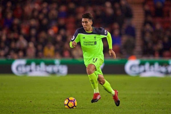 MIDDLESBROUGH, ENGLAND - Wednesday, December 14, 2016: Liverpool's Roberto Firmino in action against Middlesbrough during the FA Premier League match at the Riverside Stadium. (Pic by David Rawcliffe/Propaganda)