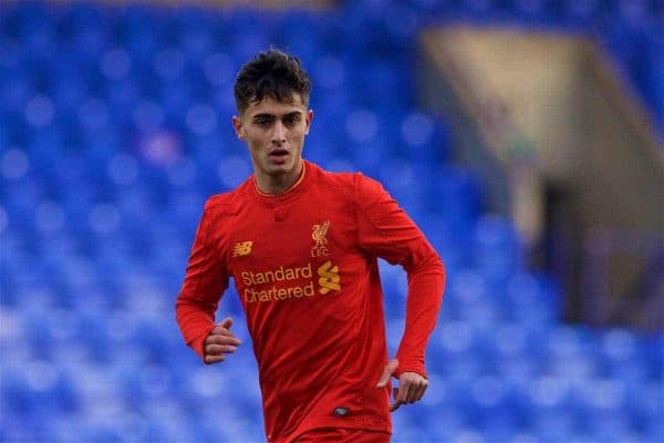 BIRKENHEAD, ENGLAND - Saturday, December 17, 2016: Liverpool's Yan Dhanda in action against Crystal Palace during the FA Youth Cup 3rd Round match at Prenton Park. (Pic by David Rawcliffe/Propaganda)