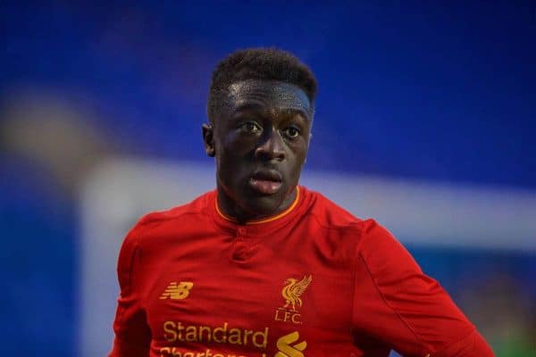 BIRKENHEAD, ENGLAND - Saturday, December 17, 2016: Liverpool's Bobby Adekanye in action against Crystal Palace during the FA Youth Cup 3rd Round match at Prenton Park. (Pic by David Rawcliffe/Propaganda)