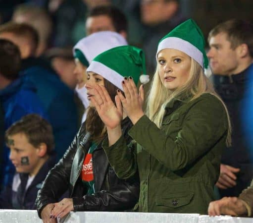 NEWPORT, WALES - Wednesday, December 21, 2016: Plymouth Argyle supporters during the FA Cup 2nd Round Replay match against Newport County at Rodney Parade. (Pic by David Rawcliffe/Propaganda)