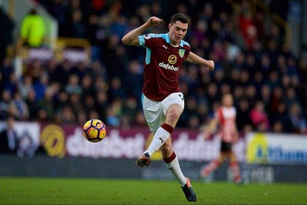 BURNLEY, ENGLAND - Saturday, January 14, 2017: Burnley's Michael Keane in action against Southampton during the FA Premier League match at Turf Moor. (Pic by David Rawcliffe/Propaganda)