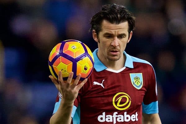 BURNLEY, ENGLAND - Saturday, January 14, 2017: Burnley's match-winning goal-scorer Joey Barton, with the yellow match-ball, during the FA Premier League match against Southampton at Turf Moor. (Pic by David Rawcliffe/Propaganda)