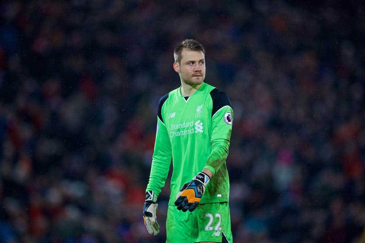LIVERPOOL, ENGLAND - Tuesday, January 31, 2017: Liverpool's goalkeeper Simon Mignolet in action against Chelsea during the FA Premier League match at Anfield. (Pic by David Rawcliffe/Propaganda)