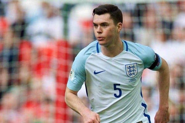 LONDON, ENGLAND - Sunday, March 26, 2017: England's Michael Keane in action against Lithuania during the 2018 FIFA World Cup Qualifying Group F match at Wembley Stadium. (Pic by David Rawcliffe/Propaganda)