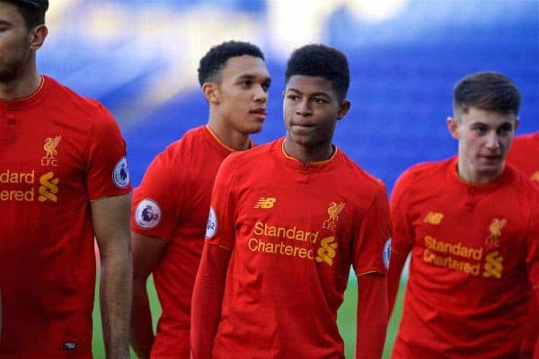 BIRKENHEAD, ENGLAND - Monday, April 24, 2017: Liverpool's Rhian Brewster before the Under-23 FA Premier League 2 Division 1 match against Manchester City at Prenton Park. (Pic by David Rawcliffe/Propaganda)