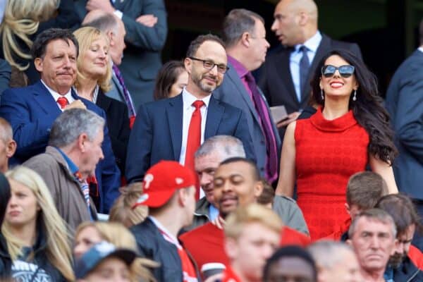 LIVERPOOL, ENGLAND - Sunday, May 21, 2017: Liverpool's co-owner and NESV Chairman Tom Werner, Director Michael Gordon and Linda Pizzuti during the FA Premier League match against Middlesbrough at Anfield. (Pic by David Rawcliffe/Propaganda)