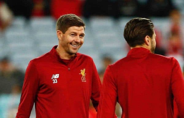 SYDNEY, AUSTRALIA - Wednesday, May 24, 2017: Liverpool's Steven Gerrard warms-up before a post-season friendly match against Sydney FC at the ANZ Stadium. (Pic by Jason O'Brien/Propaganda)