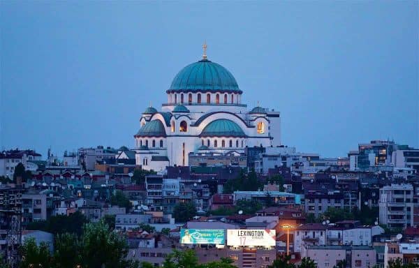 BELGRADE, SERBIA - Saturday, June 10, 2017: The Church of Saint Sava seen from the Red Star Stadium ahead of the 2018 FIFA World Cup Qualifying Group D match between Serbia and Wales. (Pic by David Rawcliffe/Propaganda)