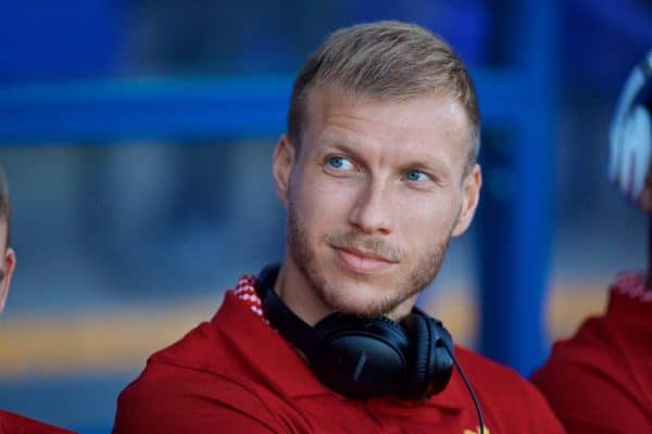 BIRKENHEAD, ENGLAND - Wednesday, July 12, 2017: Liverpool's Ragnar Klavan before a preseason friendly match against Tranmere Rovers at Prenton Park. (Pic by David Rawcliffe/Propaganda)