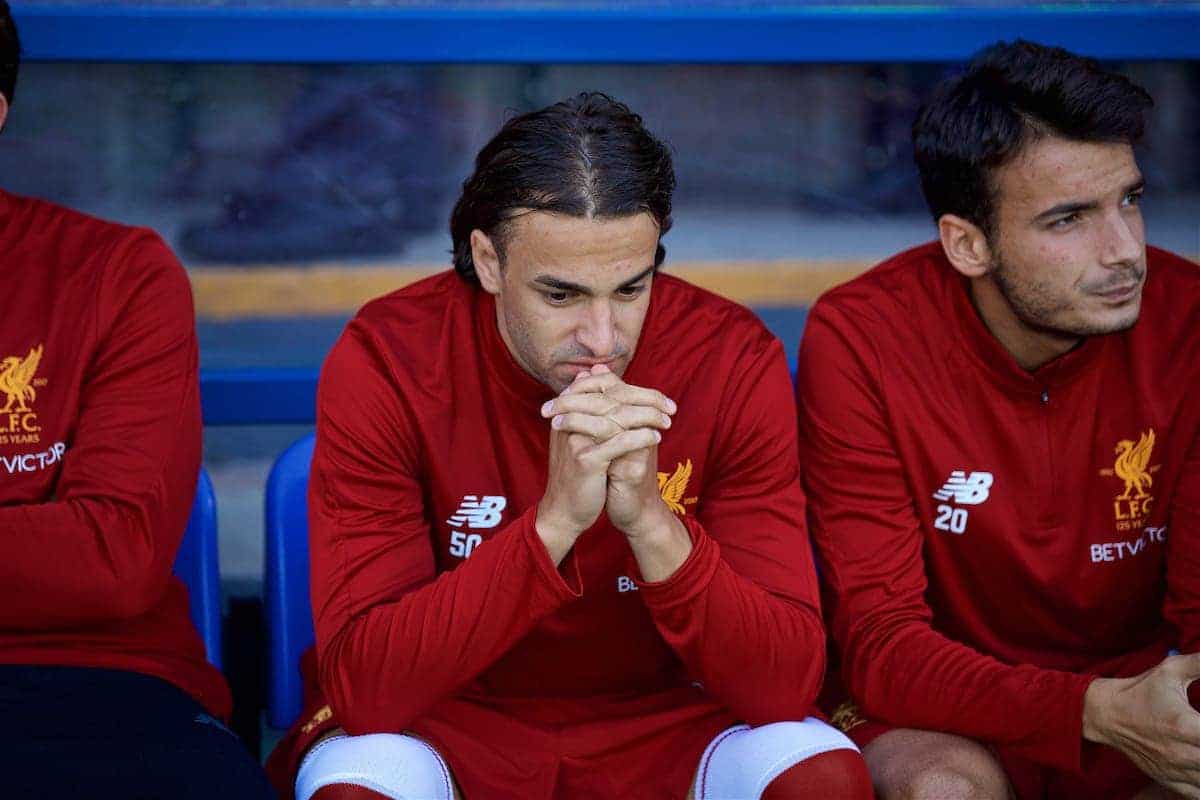 BIRKENHEAD, ENGLAND - Wednesday, July 12, 2017: Liverpool's substitute Lazar Markovic before a preseason friendly match at Prenton Park. (Pic by David Rawcliffe/Propaganda)