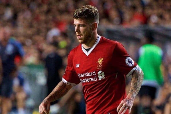 HONG KONG, CHINA - Saturday, July 22, 2017: Liverpool's Alberto Moreno during the Premier League Asia Trophy final match between Liverpool and Leicester City at the Hong Kong International Stadium. (Pic by David Rawcliffe/Propaganda)