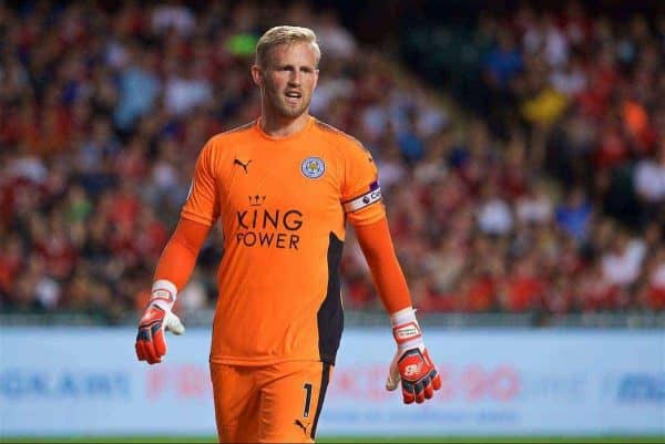 HONG KONG, CHINA - Saturday, July 22, 2017: Leicester City's goalkeeper Kasper Schmeichel during the Premier League Asia Trophy final match between Liverpool and Leicester City at the Hong Kong International Stadium. (Pic by David Rawcliffe/Propaganda)