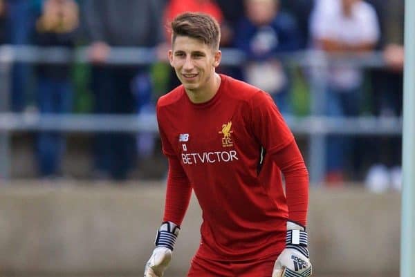 ROTTACH-EGERN, GERMANY - Friday, July 28, 2017: Liverpool's goalkeeper Kamil Grabara during a training session at FC Rottach-Egern on day three of the preseason training camp in Germany. (Pic by David Rawcliffe/Propaganda)