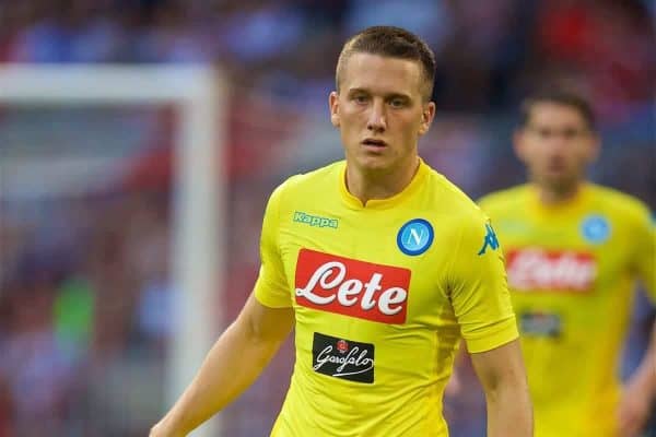 MUNICH, GERMANY - Tuesday, August 1, 2017: SSC Napoli's Piotr Zielinski during the Audi Cup 2017 match between Club S.S.C. Napoli and AtlÈtico de Madrid at the Allianz Arena. (Pic by David Rawcliffe/Propaganda)