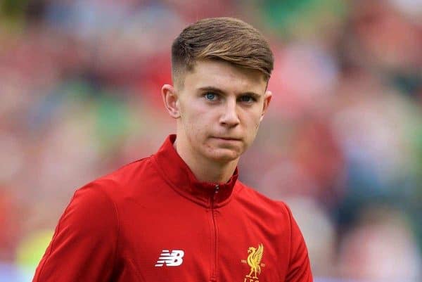 DUBLIN, REPUBLIC OF IRELAND - Saturday, August 5, 2017: Liverpool's substitute Ben Woodburn before a preseason friendly match between Athletic Club Bilbao and Liverpool at the Aviva Stadium. (Pic by David Rawcliffe/Propaganda)