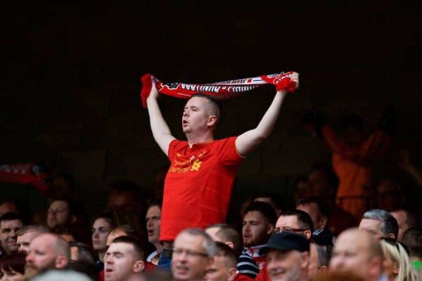 DUBLIN, REPUBLIC OF IRELAND - Saturday, August 5, 2017: A Liverpool supporter during a preseason friendly match between Athletic Club Bilbao and Liverpool at the Aviva Stadium. (Pic by David Rawcliffe/Propaganda)