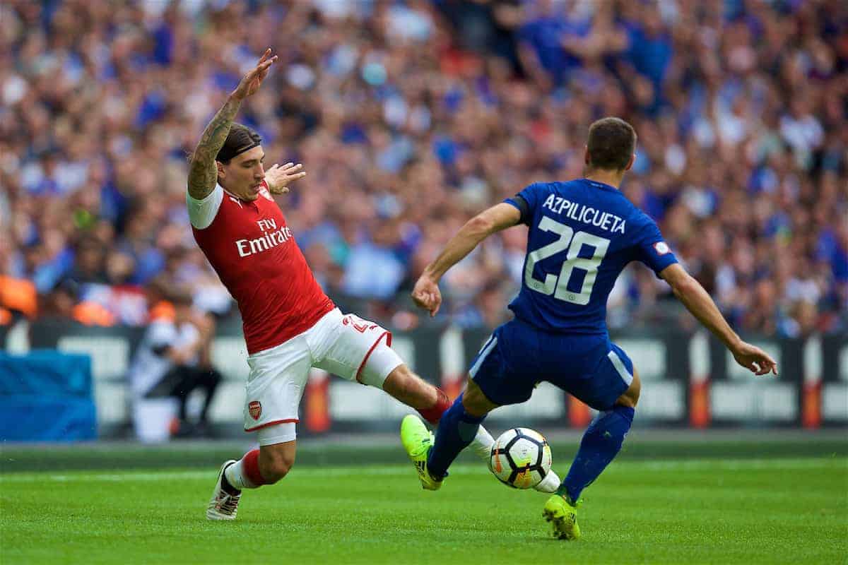 LONDON, ENGLAND - Sunday, August 6, 2017: Arsenal's Hector Bellerin during the FA Community Shield match between Arsenal and Chelsea at Wembley Stadium. (Pic by David Rawcliffe/Propaganda)