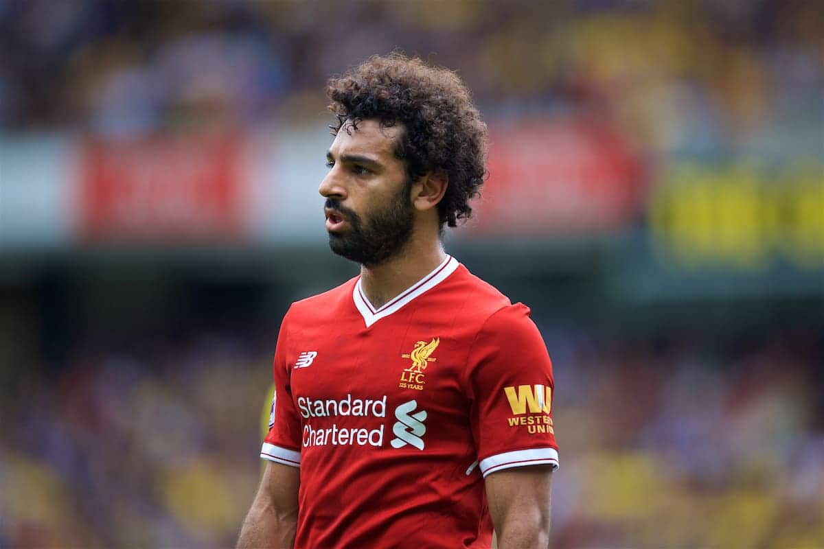 WATFORD, ENGLAND - Saturday, August 12, 2017: Liverpool's Mohamed Salah during the FA Premier League match between Watford and Liverpool at Vicarage Road. (Pic by David Rawcliffe/Propaganda)