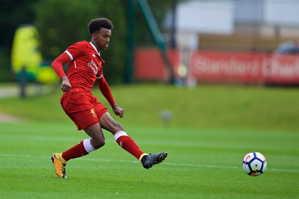 KIRKBY, ENGLAND - Saturday, August 19, 2017: Liverpool's Abdi Sharif during an Under-18 FA Premier League match between Liverpool and Blackburn Rovers at the Kirkby Academy. (Pic by David Rawcliffe/Propaganda)