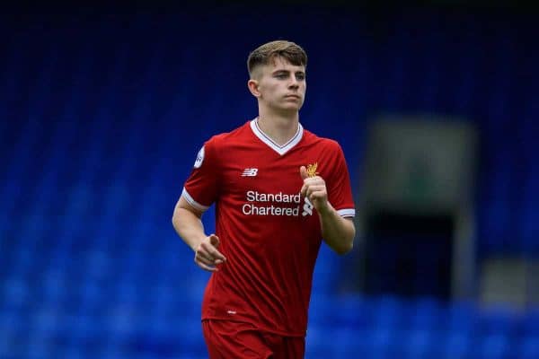 BIRKENHEAD, ENGLAND - Sunday, August 20, 2017: Liverpool's Ben Woodburn during the Under-23 FA Premier League 2 Division 1 match between Liverpool and Sunderland at Prenton Park. (Pic by David Rawcliffe/Propaganda)