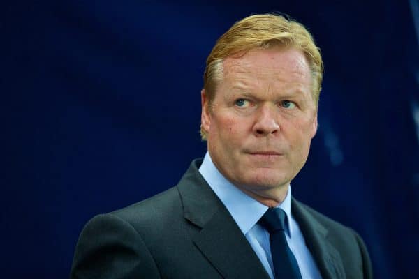 MANCHESTER, ENGLAND – Montag, 21. August 2017: Evertons Manager Ronald Koeman vor dem FA Premier League-Spiel zwischen Manchester City und Everton im City of Manchester Stadium. (Bild von David Rawcliffe/Propaganda)
