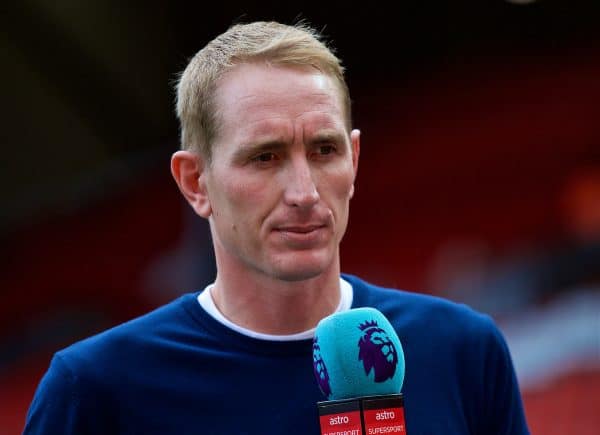 LIVERPOOL, ENGLAND - Sunday, August 27, 2017: Former Liverpool goalkeeper Chris Kirkland working for Astro Supersport before the FA Premier League match between Liverpool and Arsenal at Anfield. (Pic by David Rawcliffe/Propaganda)