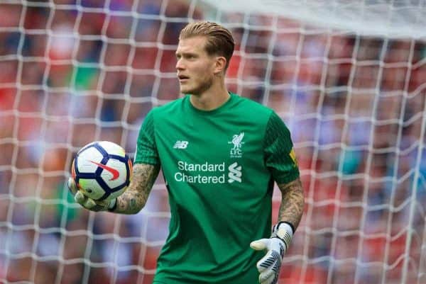 LIVERPOOL, ENGLAND - Sunday, August 27, 2017: Liverpool's goalkeeper Loris Karius during the FA Premier League match between Liverpool and Arsenal at Anfield. (Pic by David Rawcliffe/Propaganda)