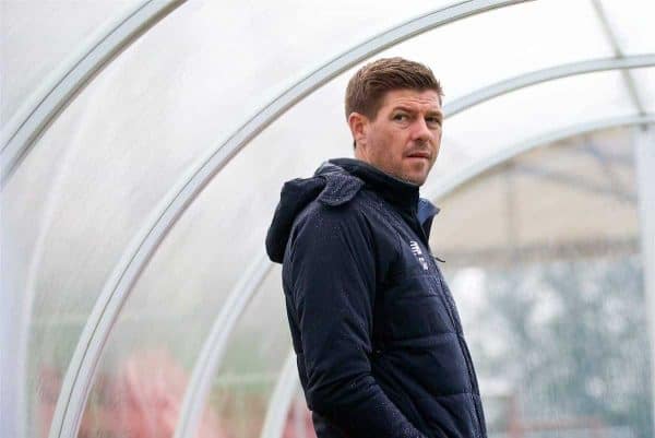 STOKE-ON-TRENT, ENGLAND - Saturday, September 9, 2017: Liverpool's manager Steven Gerrard ahead of an Under-18 FA Premier League match between Stoke City and Liverpool at the Clayton Wood Training Ground. (Pic by Laura Malkin/Propaganda)