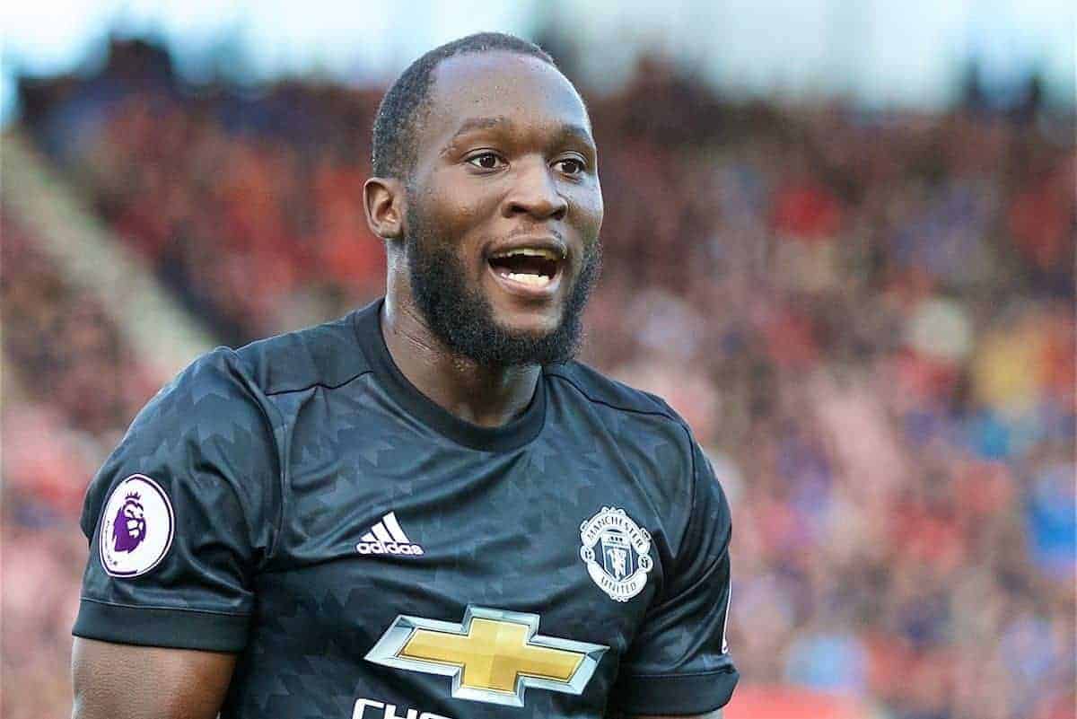 STOKE-ON-TRENT, ENGLAND - Saturday, September 9, 2017: Manchester United's Romelu Lukaku celebrates scoring the second goal during the FA Premier League match between Stoke City and Manchester United at the Bet365 Stadium. (Pic by David Rawcliffe/Propaganda)