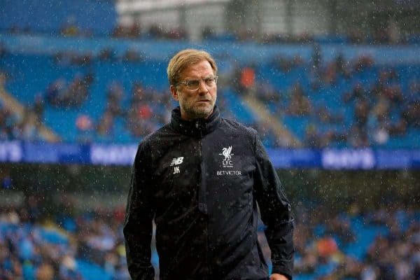 MANCHESTER, ENGLAND - Saturday, September 9, 2017: Liverpool's manager Jürgen Klopp before the FA Premier League match between Manchester City and Liverpool at the City of Manchester Stadium. (Pic by Don Jackson-Wyatt/Propaganda)