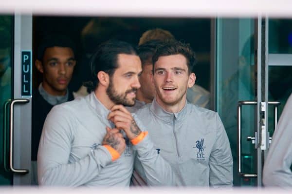 LIVERPOOL, ENGLAND - Tuesday, September 12, 2017: Liverpool's Andy Robertson during a training session at Melwood Training Ground ahead of the UEFA Champions League Group E match against Sevilla FC. (Pic by David Rawcliffe/Propaganda)