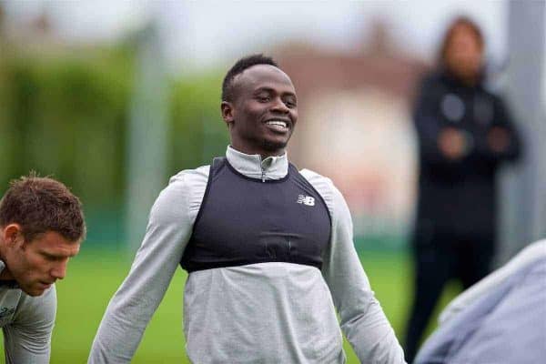 LIVERPOOL, ENGLAND - Tuesday, September 12, 2017: Liverpool's Sadio Mane during a training session at Melwood Training Ground ahead of the UEFA Champions League Group E match against Sevilla FC. (Pic by David Rawcliffe/Propaganda)