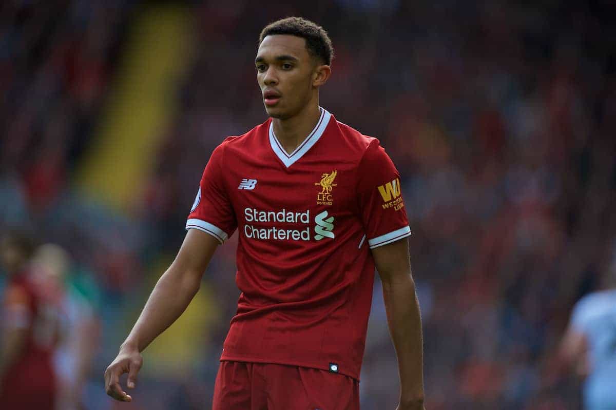LIVERPOOL, ENGLAND - Saturday, September 16, 2017: Liverpool's Trent Alexander-Arnold during the FA Premier League match between Liverpool and Burnley at Anfield. (Pic by Peter Powell/Propaganda)