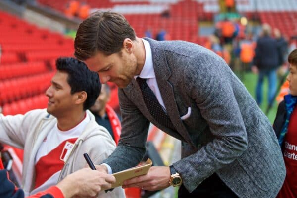 LIVERPOOL, ENGLAND - Saturday, October 14, 2017: Former Liverpool player Xabi Alonso before the FA Premier League match between Liverpool and Manchester United at Anfield. (Pic by David Rawcliffe/Propaganda)