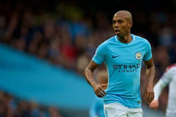 MANCHESTER, ENGLAND - Saturday, October 21, 2017: Manchester City's Fernando Luiz Roza 'Fernandinho' during the FA Premier League match between Manchester City and Burnley at the City of Manchester Stadium. (Pic by Peter Powell/Propaganda)